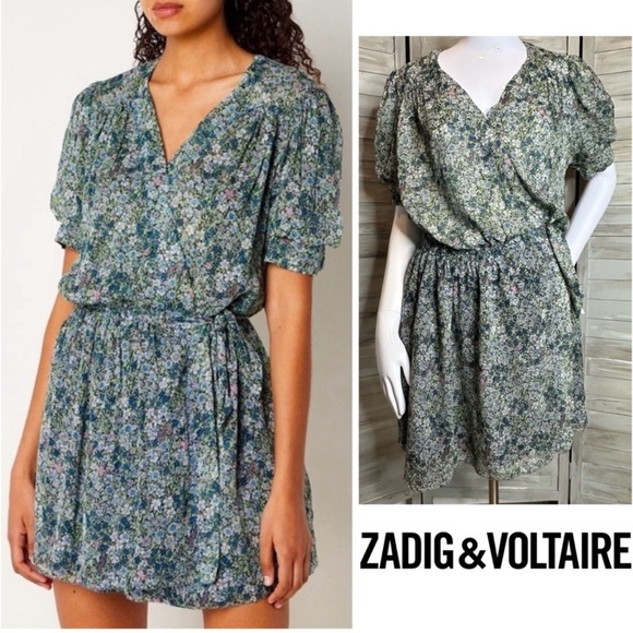 Zadig & Voltaire Dresses & Skirts - Zadig & Voltaire Betty Mousseline Liberty Garden floral mini wrap dress small